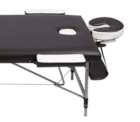 Трёхсекционный алюминиевый массажный стол Casada Бали (3А) черно-белый